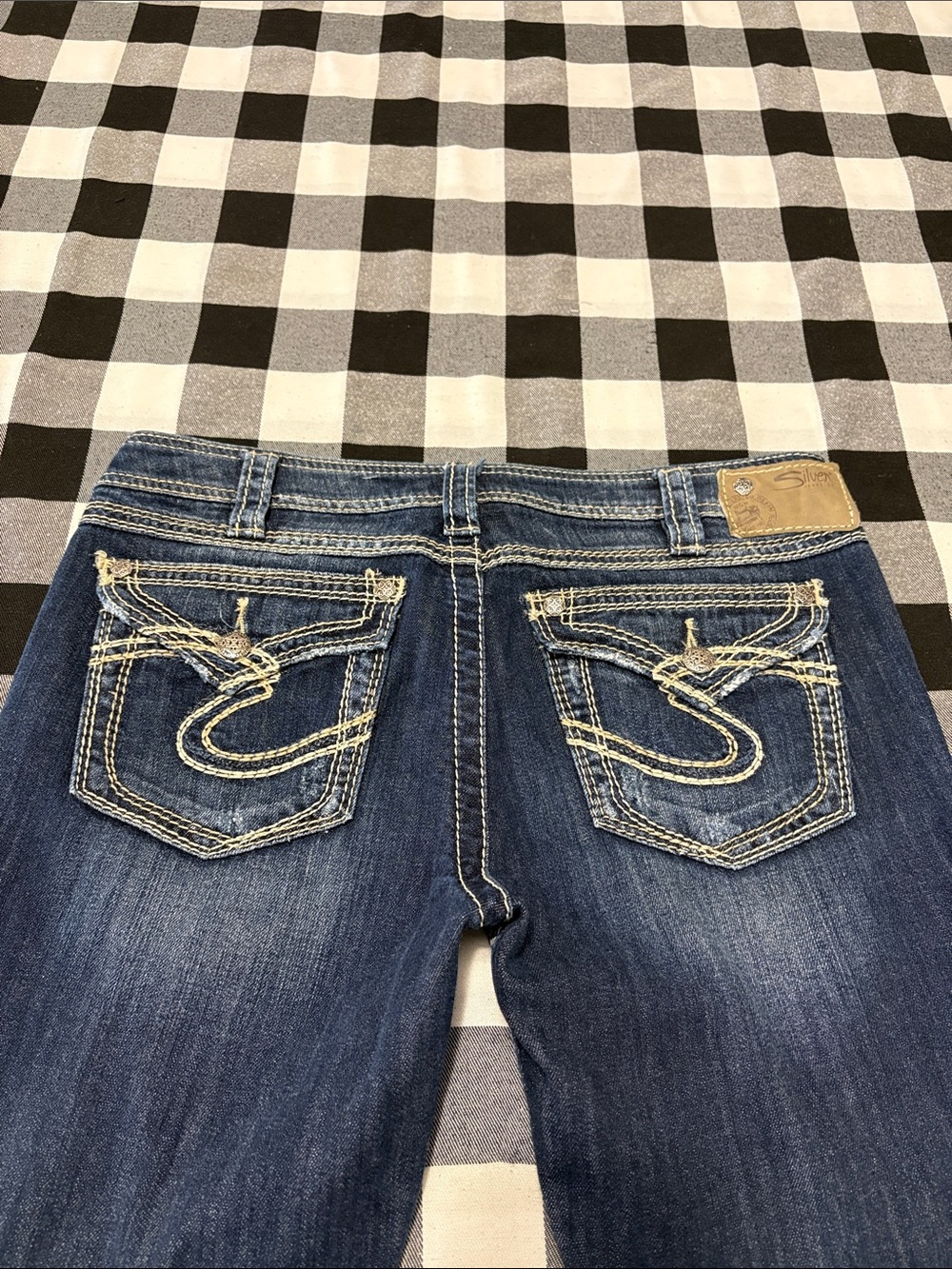 Silver Jeans Pioneer Bootcut Jeans Distressed Flap Pocket Womens 30 x 31 Stretch